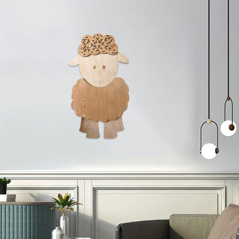 Wall Decors Nordic Cute Animal Wood Wall Hangings Decorations Ornament Decals for Childrens Room Bedroom Kindergartens