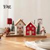 Christmas Gift for Family Mini Village House Figurine, Winter Scene Ornament with Snowman Showcase Display Bear & Mailbox, Nordic Style Desktop