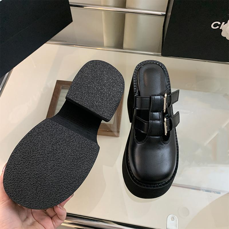 Fashion New Style Luxury Women's Slippers for Large-sized Women Wear Slippers of Size 34-43 Summer 11cm Thick-bottomed Zapatos Mujer