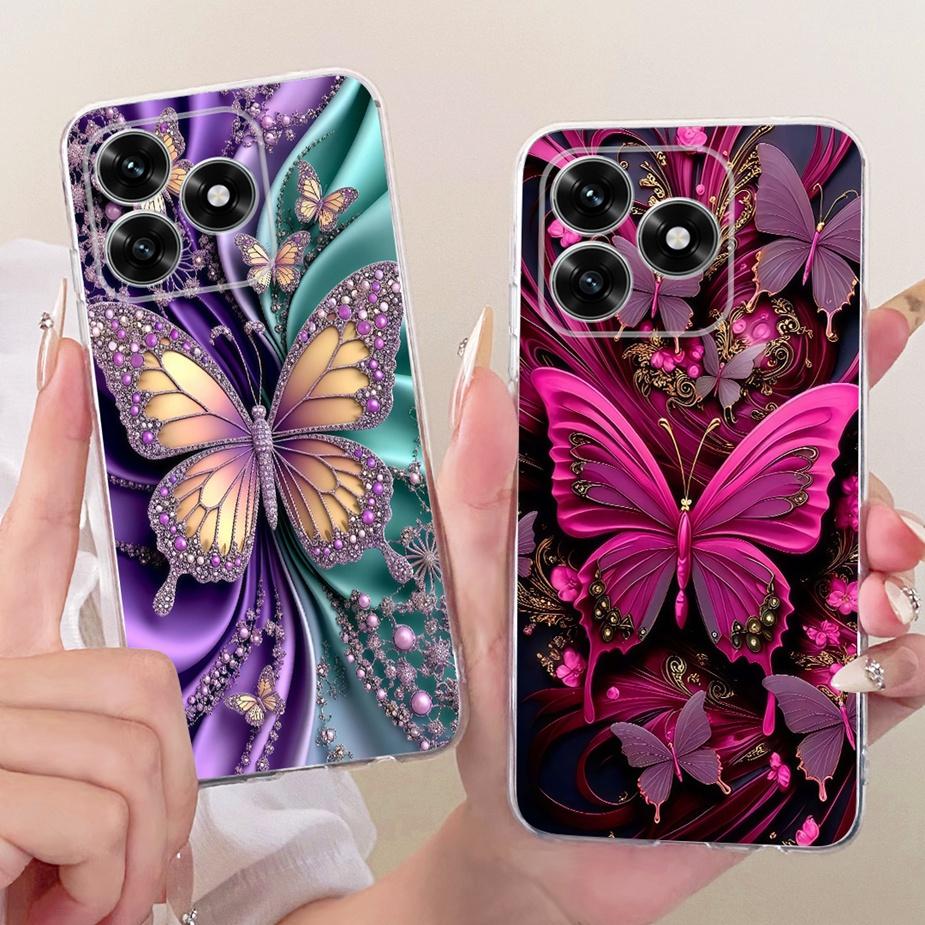 For Honor X5C Plus Case NLA-LX1 Stylish Butterfly Painted Cover Clear Silicone Phone Case For Honor X5C HonorX5C Plus Soft Shell