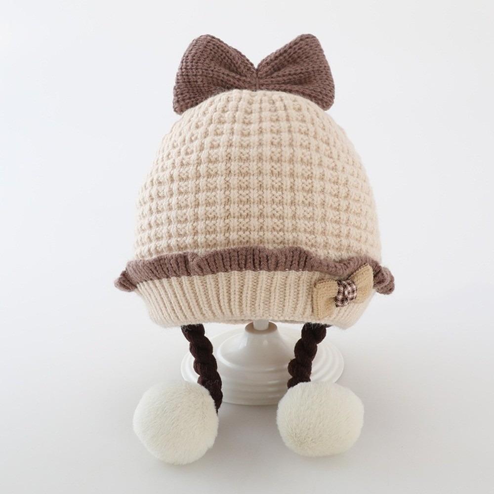 Bow Decor Beanie Hat Soft Warm Winter Cap Cute Knit Hat Winter Season
