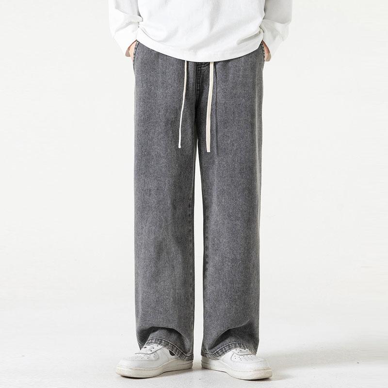 Мужские джинсы с широкими штанинами 2024 Y2K Мешковатые свободные джинсовые брюки Уличные брюки в стиле хип-хоп Винтажные джоггеры Спортивные брюки Джинсы на шнурке для мужчин Спортивные штаны