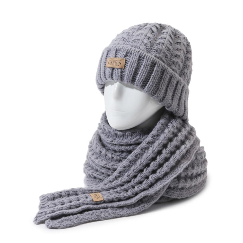 2Pcs Windproof Neck Guard Hat Set Korean Style Warm Scarf Fashion Knitted Hat Scarf Winter Autumn