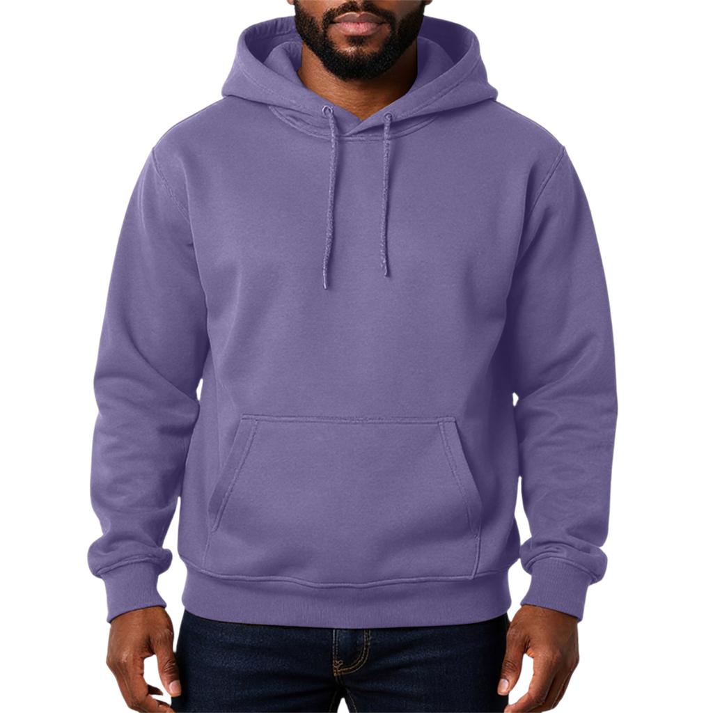 Men's Solid Color Adding Fleece Loose Hooded Hood Hoodie