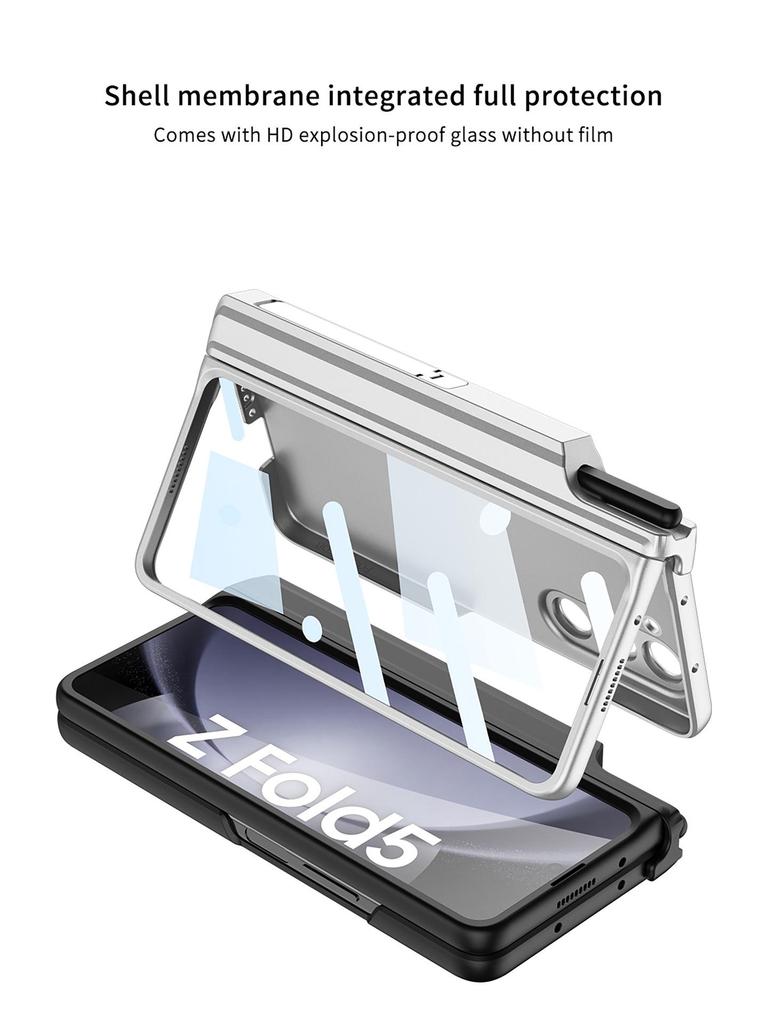 Магнитный чехол для беспроводной зарядки Samsung Z Fold 5 - Полное покрытие, Креативный дизайн, с подставкой