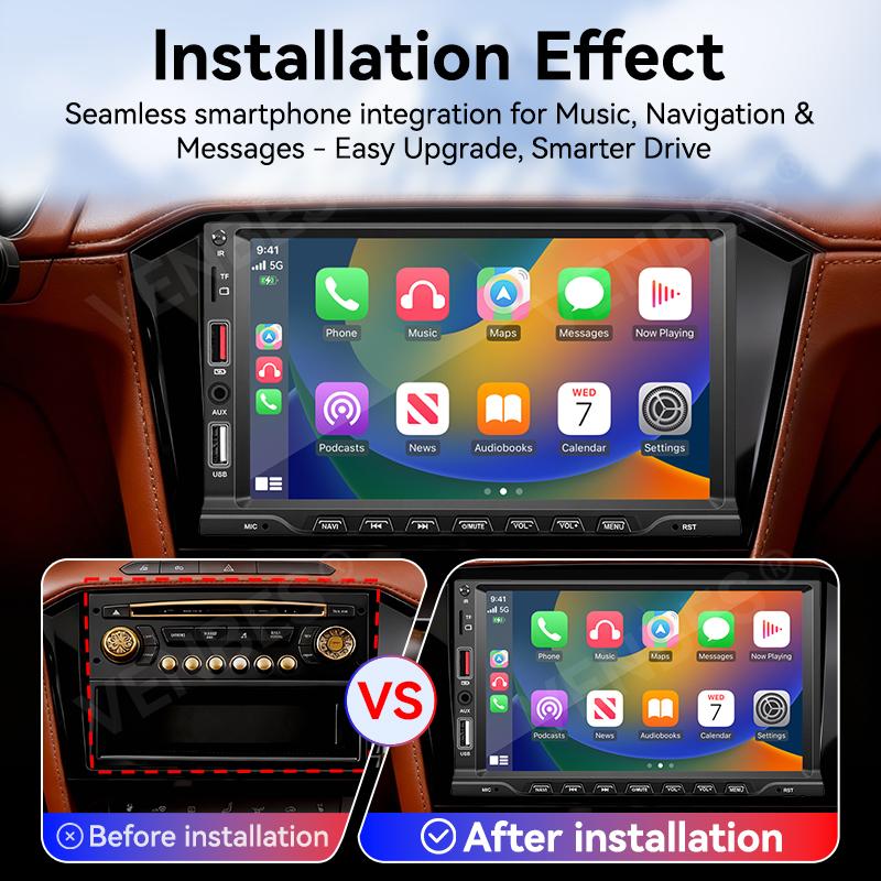 VENBES Car Radio Carplay Android Auto Mirrorlink 1 DIN Touchscreen 7 Inch Multimedia MP5 Player Bluetooth 5.0