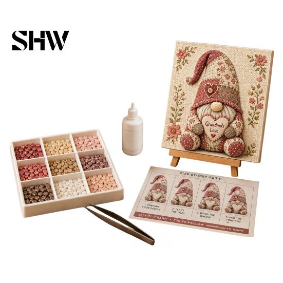 Mindful Decompression Craft Activities Gnome Mosaic Art Kit for Adults, DIY Xmas Set, Autumn Indoor Decorative Winter Coastal Gnome, Handmade Tabletop