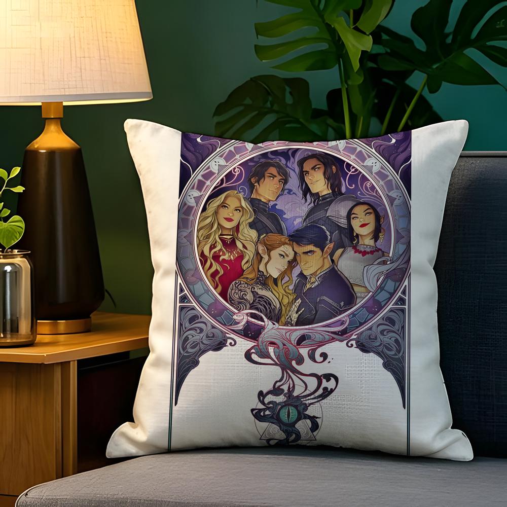 Fantasy Novel AA Court of Thorns and Roses Pillow Case Natural Linen Pillow Case DoubleSided Decor Sofa Pillowcase Home Decor
