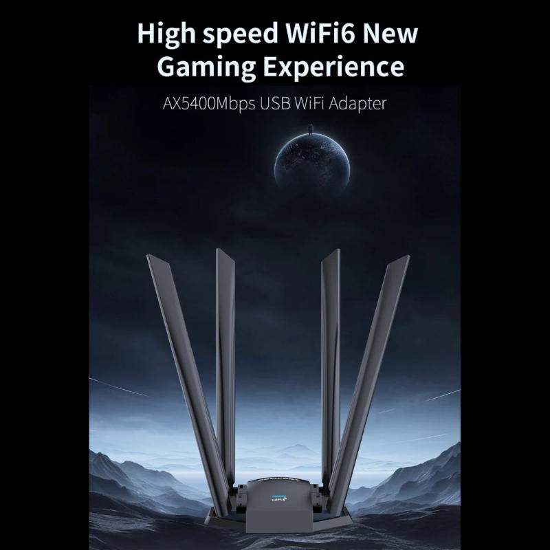 5400 Мбит/с USB 3.0 Wifi 6 адаптер 2.4G/5G/6G игровой Wifi приемник Dongle 4 антенны для ПК WPA3 Win10/11 k Card адаптер