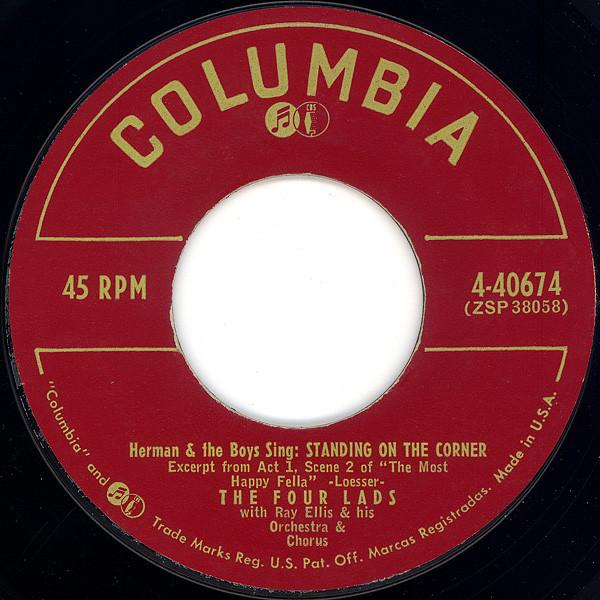7inch Record FOUR LADS - Standing On The Corner 440674 Columbia 1956 US Pop Used