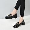 Loafers Women's 2025 Spring and Autumn New British Style Square Head Metal Buckle Pearl Cow Patent Leather Single Shoes Comfortable Small Leather Sho
