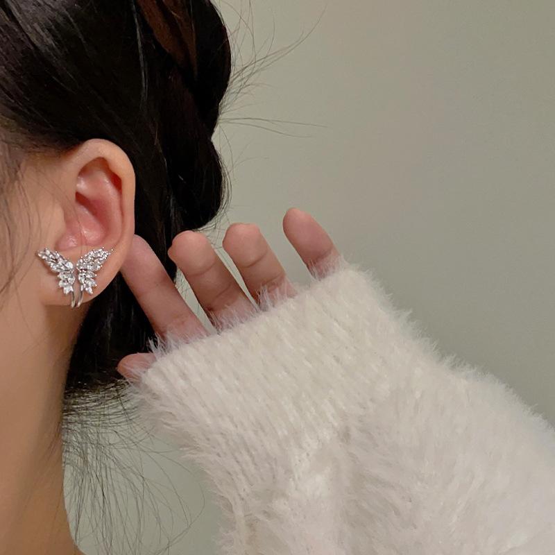 Корейский изысканный и милый циркониевый клипс-бабочка для уха без прокола серьги серьги для имиджа серьги