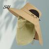 Outdoor Fishing Hat Bucket with Detachable Neck Guard Adjustable Windproof Breathable Mesh Quick Dry Sun Wide Brim UV Protection for Sports