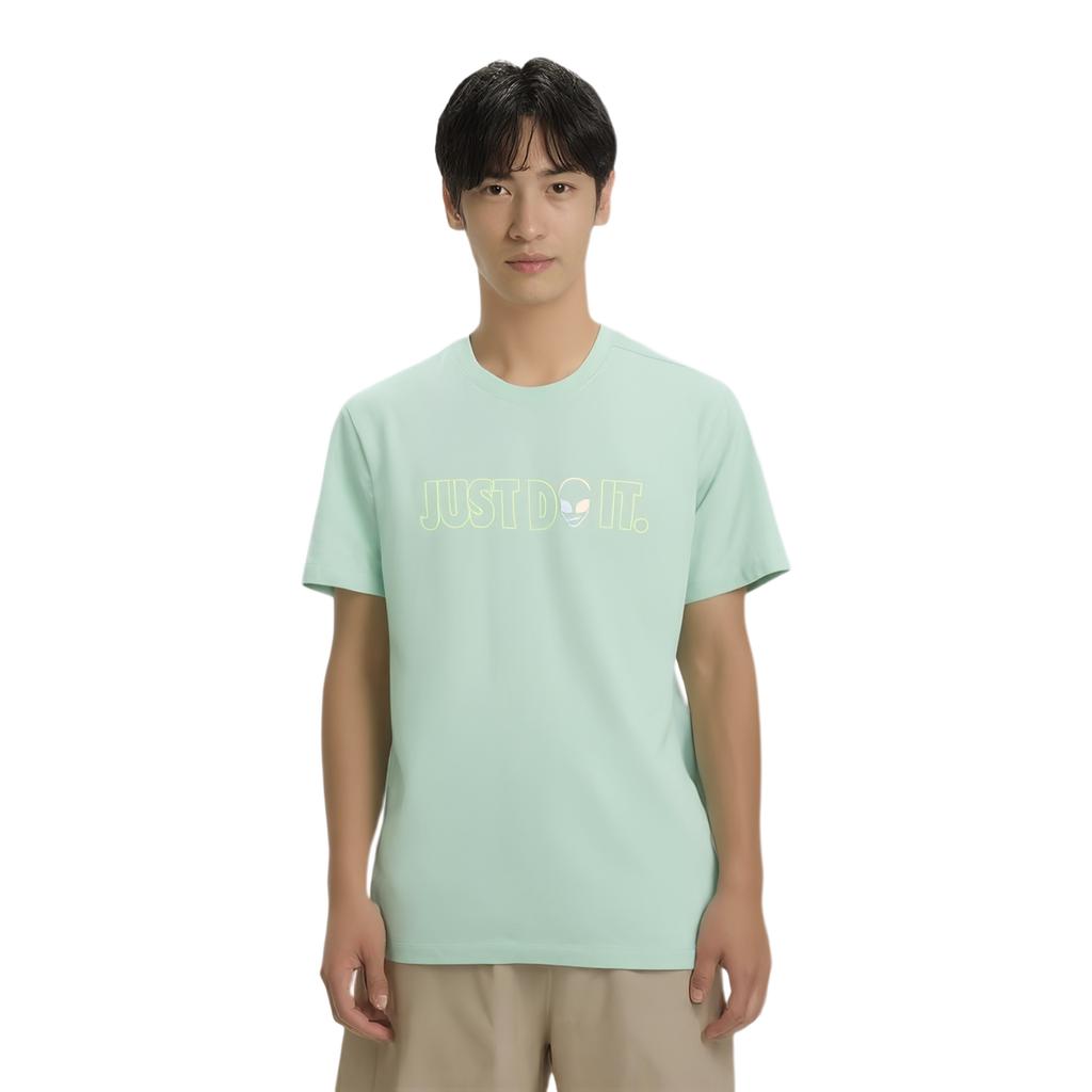 Nike T Shirts Men's Green Crew Neck Moderate Straight Fit DH0020-321