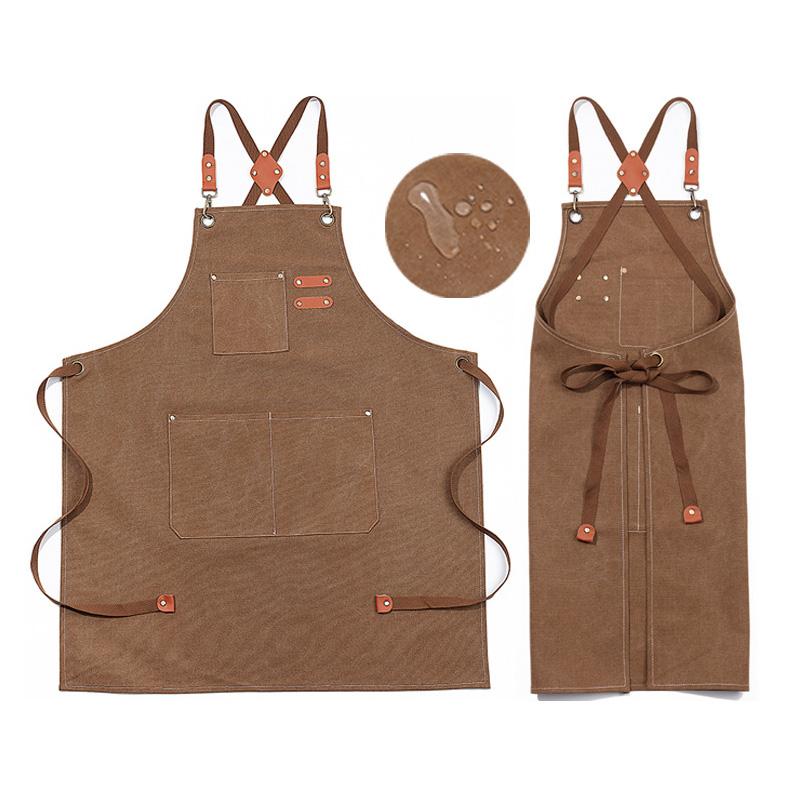1 шт. с карманами модный фартук женский кухонный водонепроницаемый холст мужской рабочая одежда официант ресторан превосходный