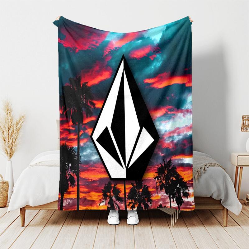 1pc Blanket V-VOLCOM LOGO1 Print Design, Lightweight Blanket for Sofa, Bed- Soft &Warm, Gift for All Seasons like Christmas, Halloween