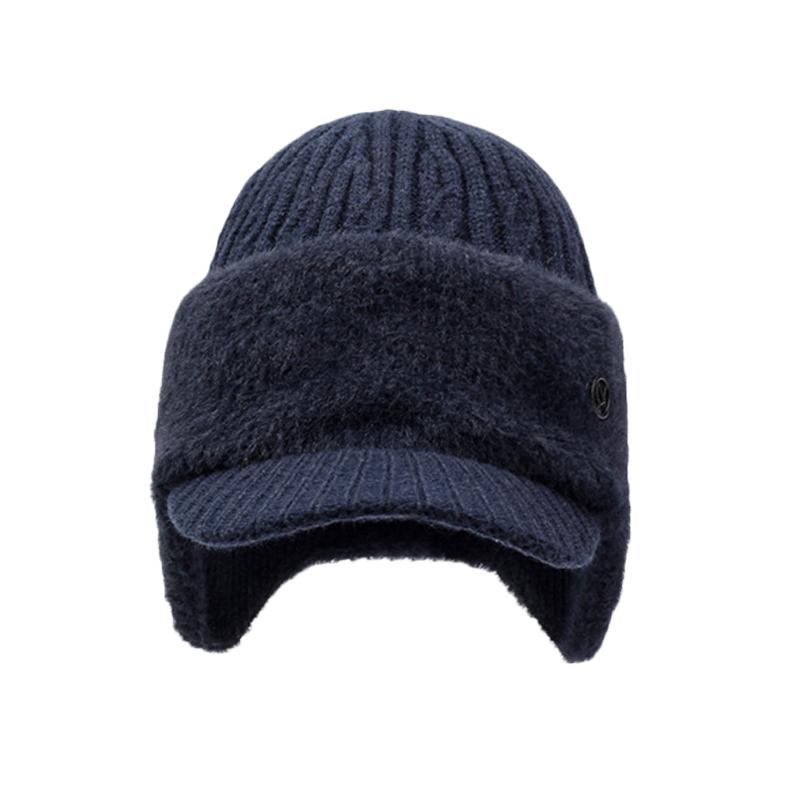 Мужская зимняя теплая вязаная шерстяная шапка для пап среднего и пожилого возраста, бархатная защитная шапка для ушей