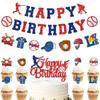 Sports-themed Parties Banners Banners Birthday Party Cake Decorations Card Paper Material Decorations Supplies Easy To Assemble