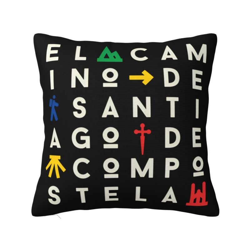Buen Camino De Santiago Throw Pillow Covers Bedroom Decoration Cute Cushions Cover For Sofa Chair Square Polyester Pillowcase