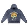 DTG Print Knitted Denim Zip-Up Hoodie Golden Dreams Brother Print Zipper Hoodies  