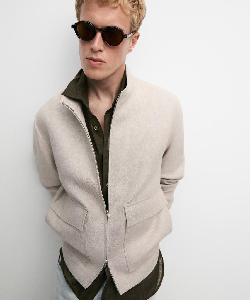 Massimo Dutti 100% Linen Total Look Pocket Jacket