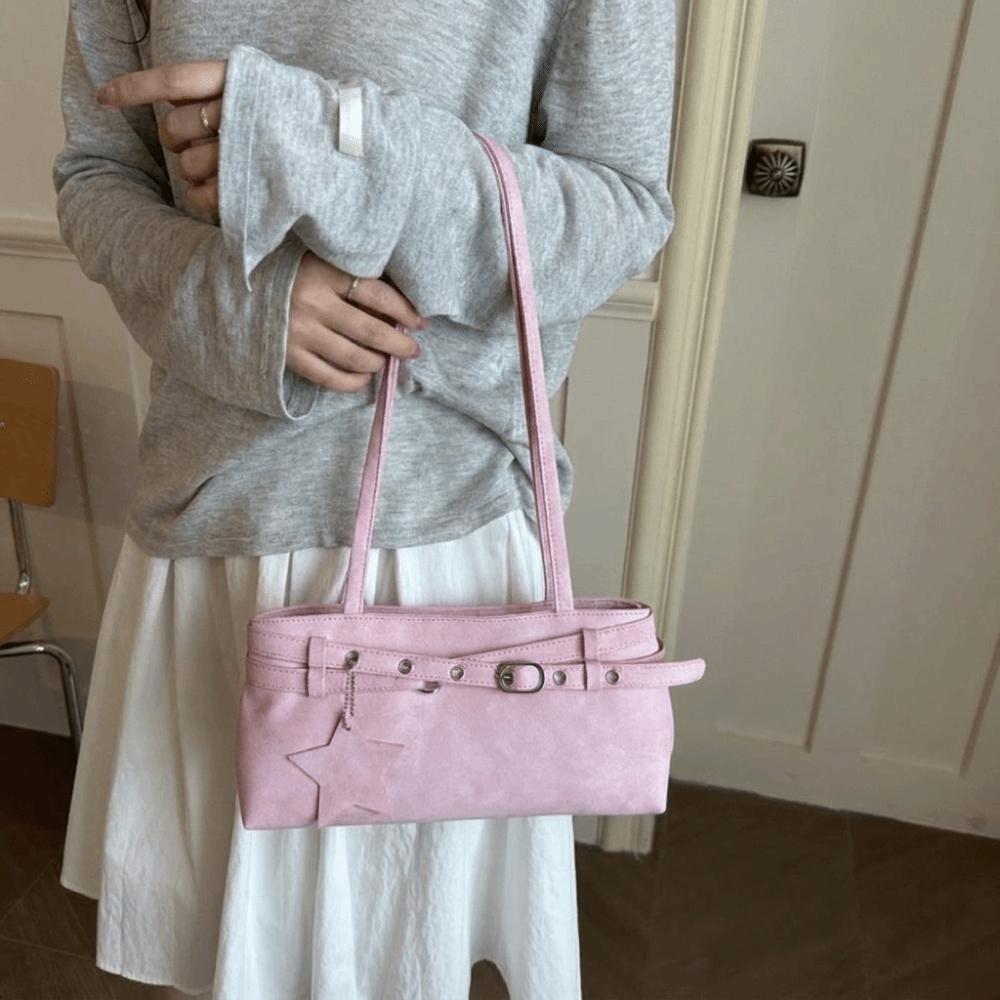 With Metal Buckle Belt Women Handbag Tie-Dye Underarm Bag Cute Y2K Shoulder Bag  Girl