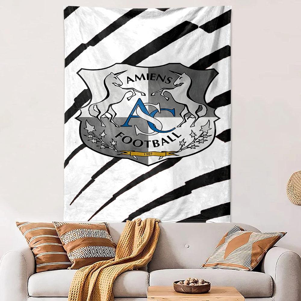 "Amiens Football Unicorn Emblem" Patterned Tapestry Decorative Wall Hanging, Home Bedroom Living Room Decor