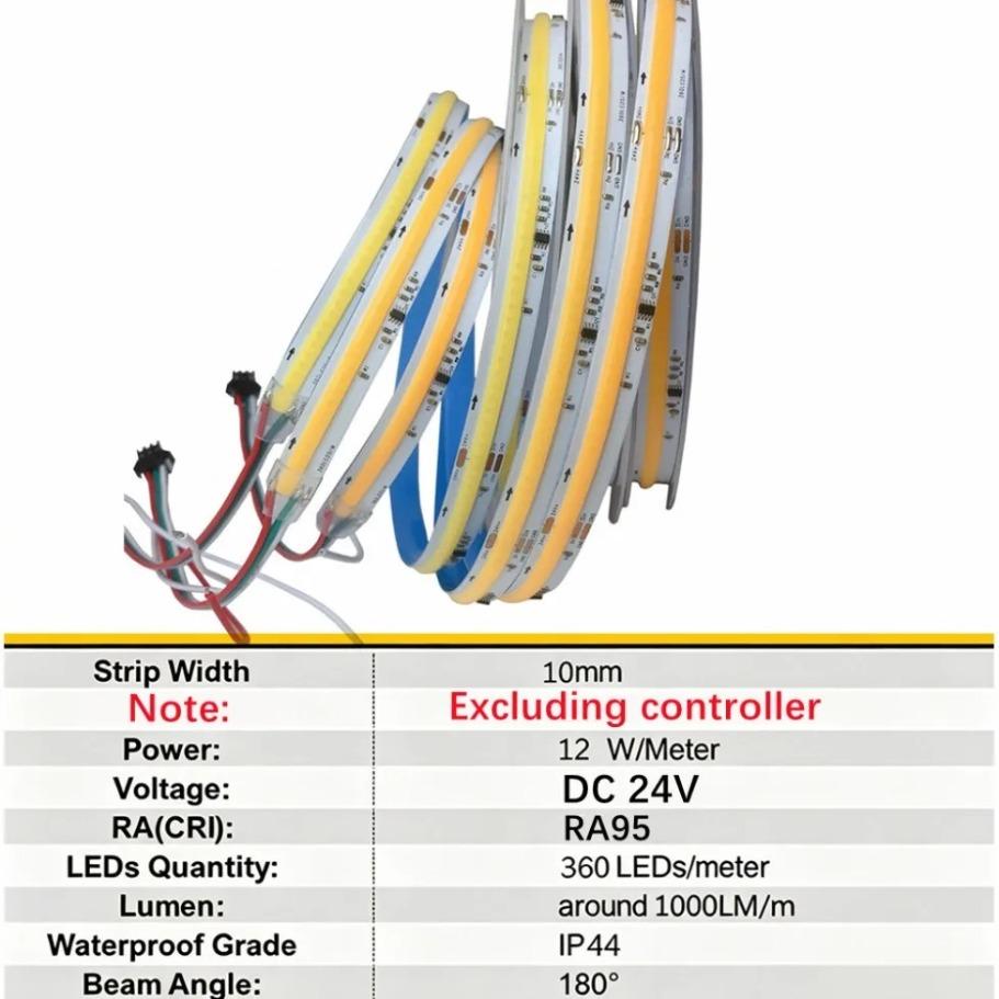 DC24V WS2811 Addressable COB LED Strip 360LEDs/m RA90 3000K/4000K/6000K High Density Running Water Flowing Light Flexible Tape 4