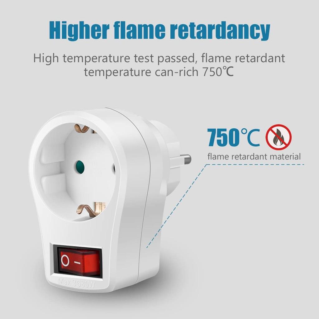 5 x Переходная розетка европейского типа Немецкий стандарт Конвертер розеток питания с индикатором переключения 250 В 16 А Универсальная розетка-адаптер питания для путешествий