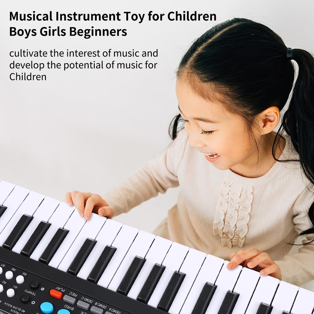 37 Keys USB Electronic Organ Kids Electric Piano with Microphone Black Digital Music Electronic Keyboard Built-in Stereo Speakers with 8 Tones