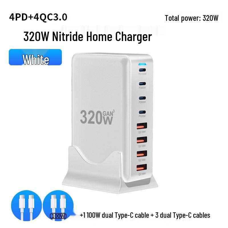 Многопортовое GaN USB-зарядное устройство 200 Вт: Быстрая зарядка PD100 Вт для мобильных устройств