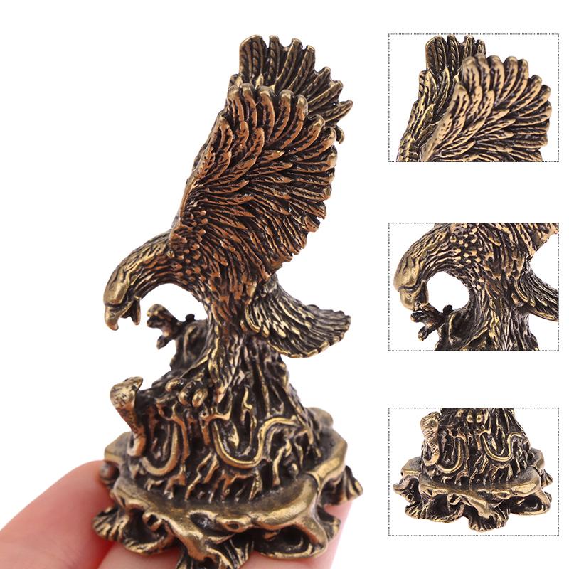 Pure Brass Eagle Statue Vintage Simulated Animal Statue Car Home Office Desk Decor Ornament Metal Figure Props Toy Gift Hawk