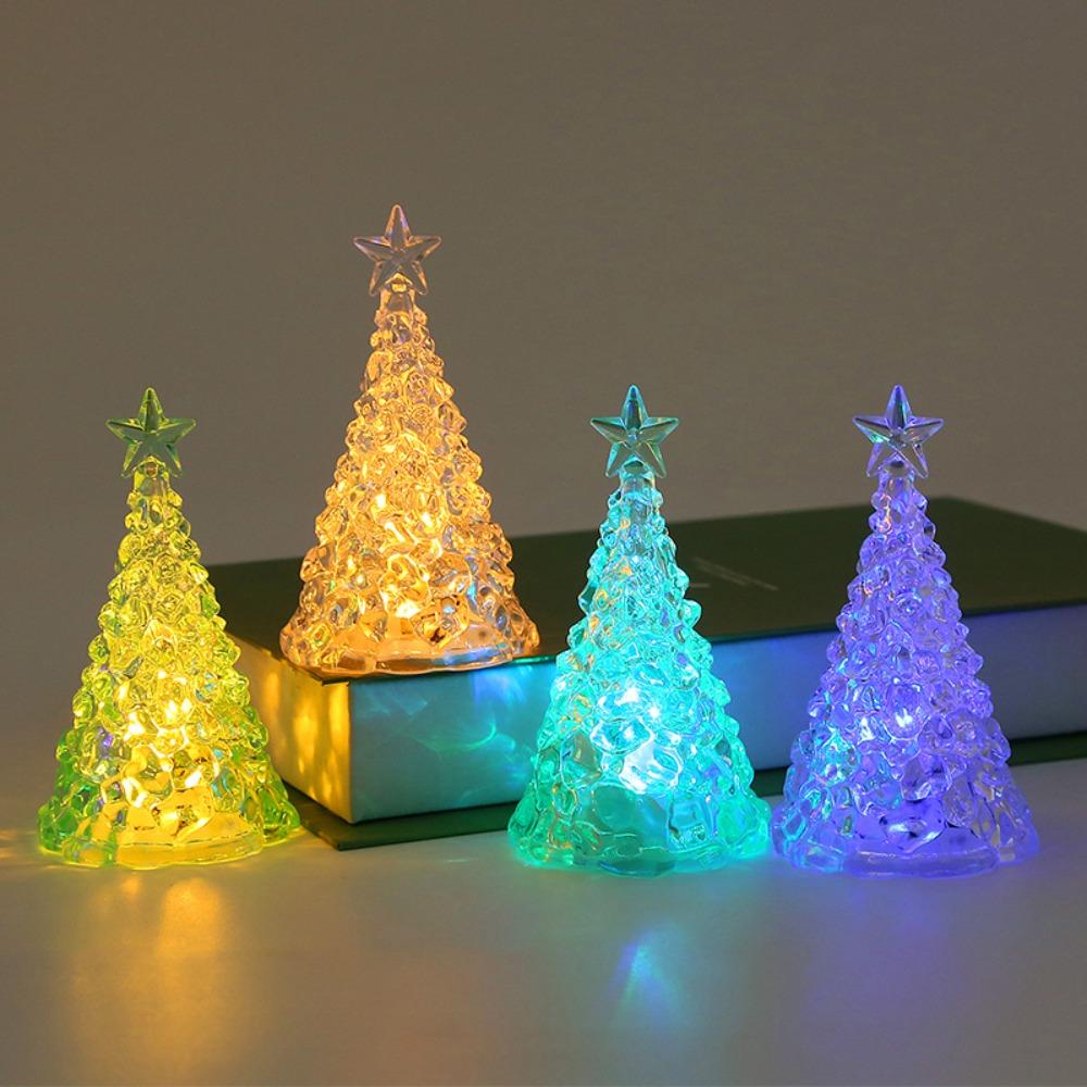 Luminous Christmas Tree Crystal Lamp Transparent Xms Eve Candle Lights Party