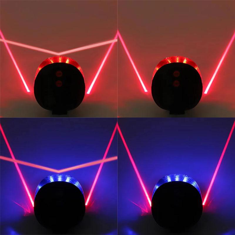 High Quality Bicycle Bike Safety Warning Led light bicycle laser lights LED Flashing Lamp Tail Light Rear Cycling 5 LED+2 Laser