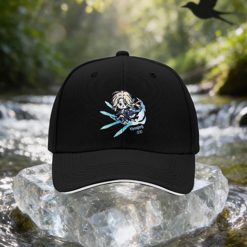 Yanqing Flying Sword Anime Sandwich Cap Unisex Easy Lightweight Adjustable Outdoor Sun Hat Ideal Gift for Travel Parties And
