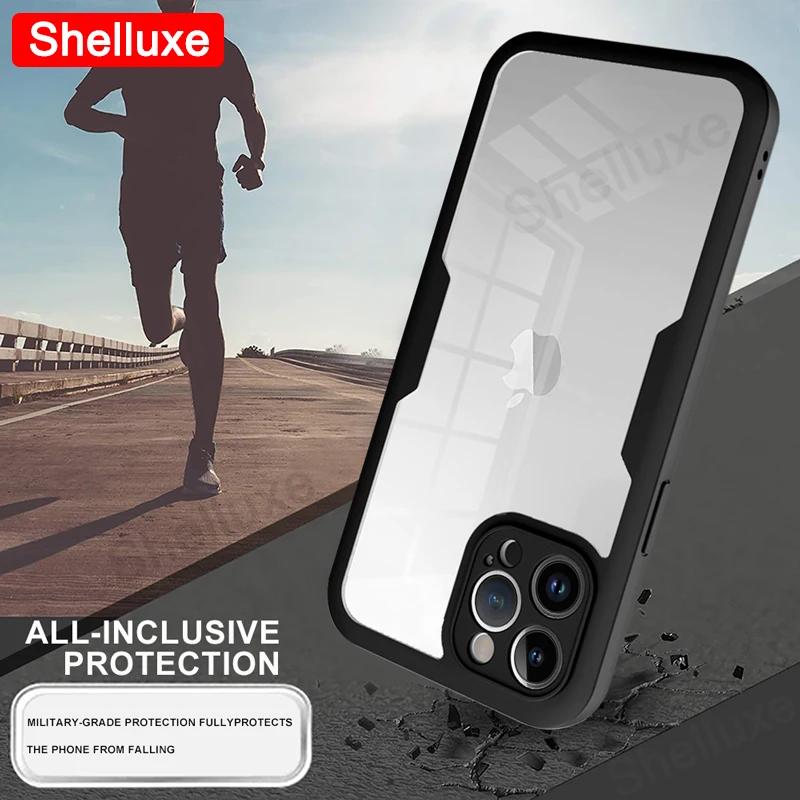 Прозрачный чехол Shelluxe 360 на весь корпус (передняя + задняя часть) для iPhone 16 15 14 Plus 13 12 11 Pro Max, силиконовый противоударный двусторонний чехол