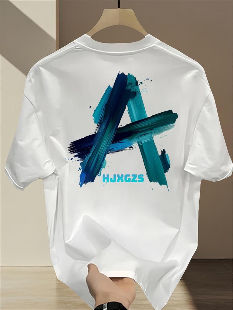 Men's 100% Cotton Graphic T-Shirt - Bold Letter Print, Regular Fit Short Sleeve Summer Tee, Machine Washable Casual Top