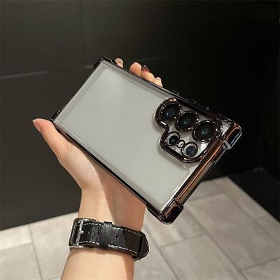 Подходит для чехла для мобильного телефона Samsung S25 Ultra A55 с плёнкой для объектива, гальванизированный, с подушками безопасности на четырёх углах, полностью закрывающий, противоударный, мягкий чехол из ТПУ
