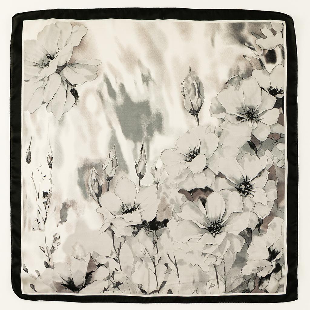 Chinese Style Flower Silk Shawl Print Headscarf Hair Wrap Neckerchief Female Satin Square Scarf For Women Headband Foulard Hijab