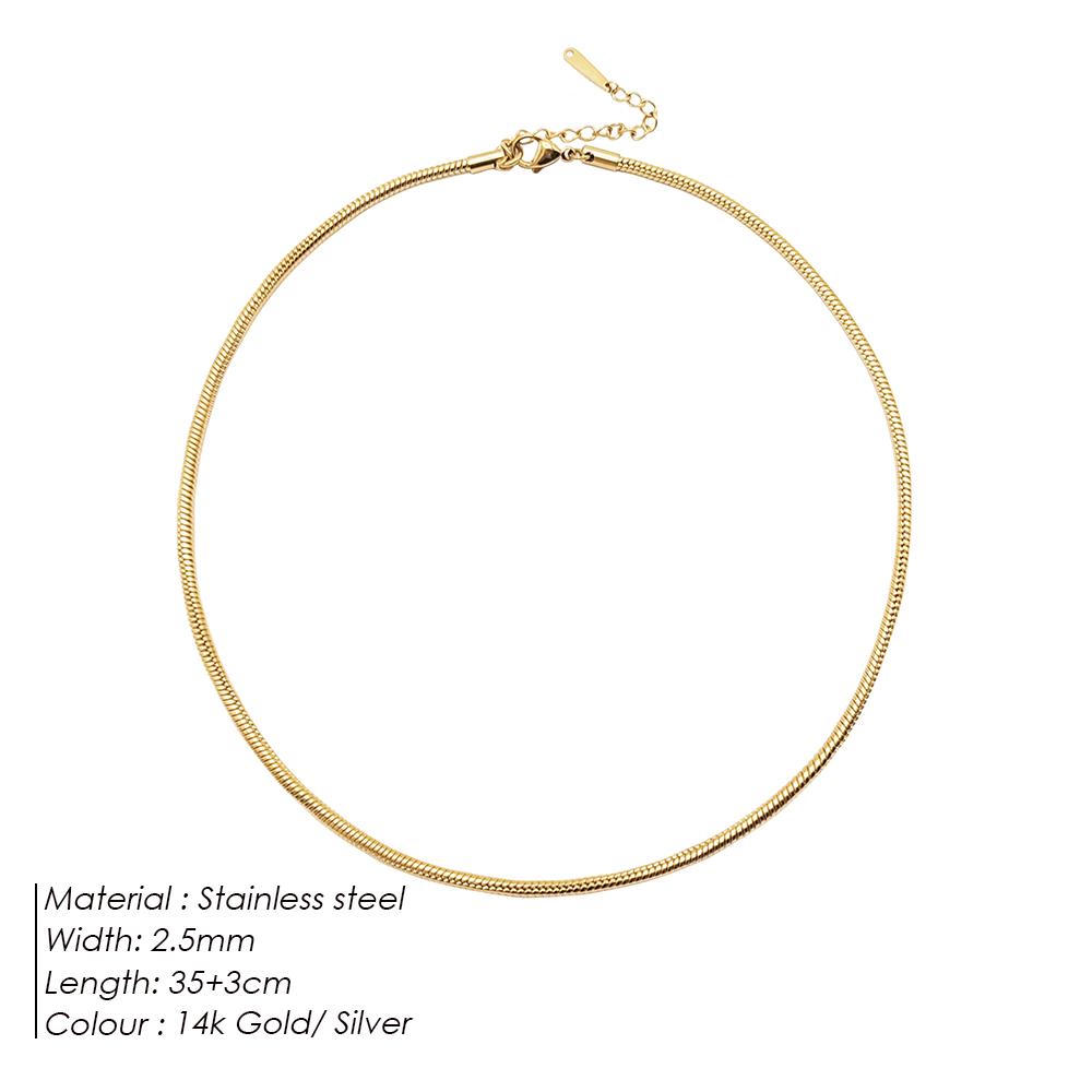 EManco 1mm/1.5mm/2mm/2.5mm Trendy Snake Chain Dainty Round Herringbone Stainless Steel Choker Necklace for Women Men Gifts