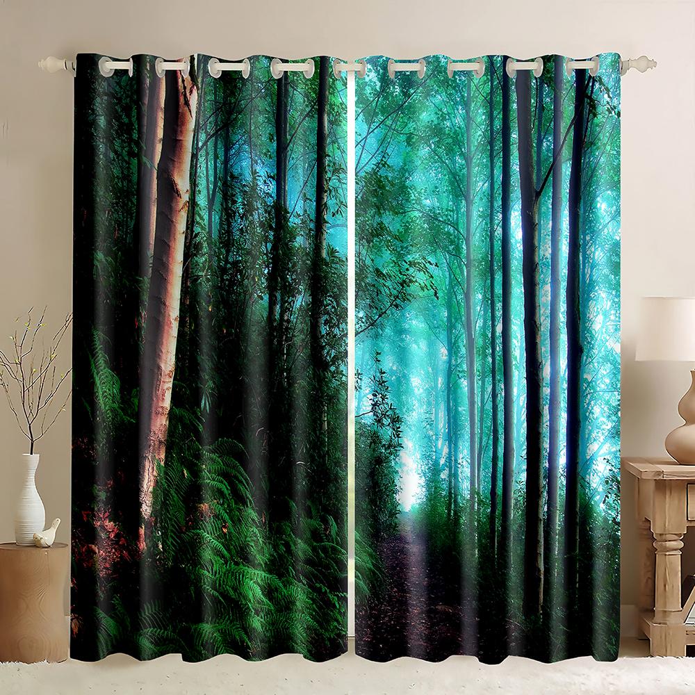 3D занавеска с принтом леса на заказ, зеленая лужайка, природа, сцена, оконные шторы для спальни, гостиной, тонкая занавеска, украшение