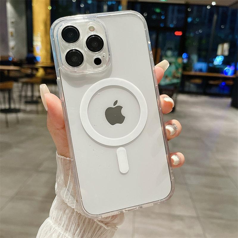 Роскошный прозрачный магнитный чехол для линз с диафрагмой и беспроводной зарядкой для iPhone 14 13 12 11 Pro Max, универсальный защитный чехол от падения