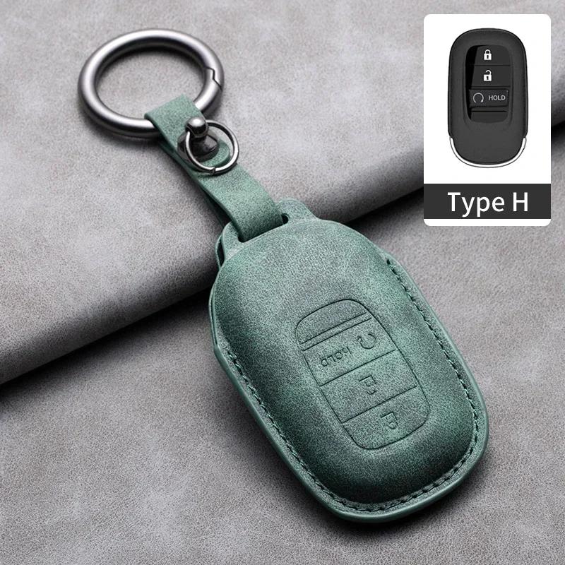 Leather Cover Protector Holder Car Remote Key Case Fob for Honda Civic Accord HR-V CR-V CRV 2 3 4 Buttons Keychain Accessories