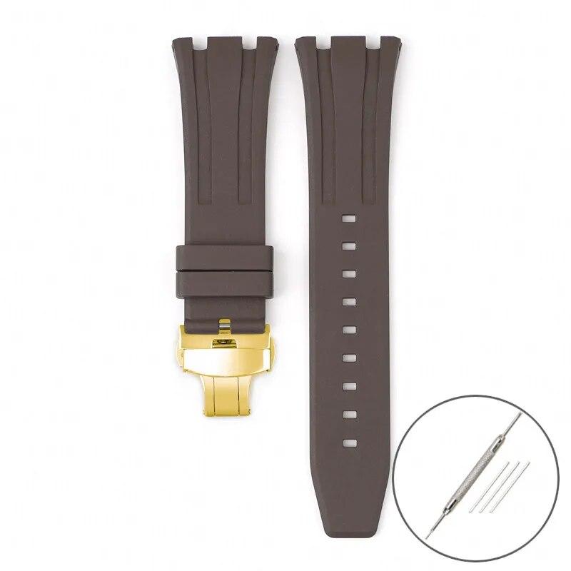 Ремешок из фторкаучука для Audemars Piguet Royal Oak 15400 15500 26331, мужской мягкий ремешок с пряжкой-бабочкой из FKM, сменный ремешок для часов AP 26 мм