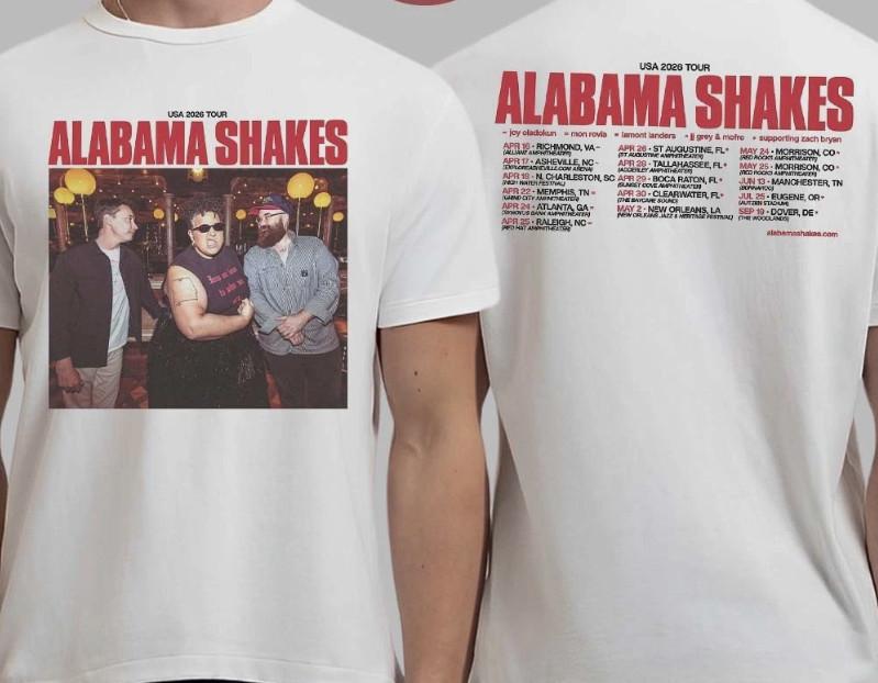Alabama Shakes USA 2026 Spring Tour Schedule Dates Two Sided T-Shirt