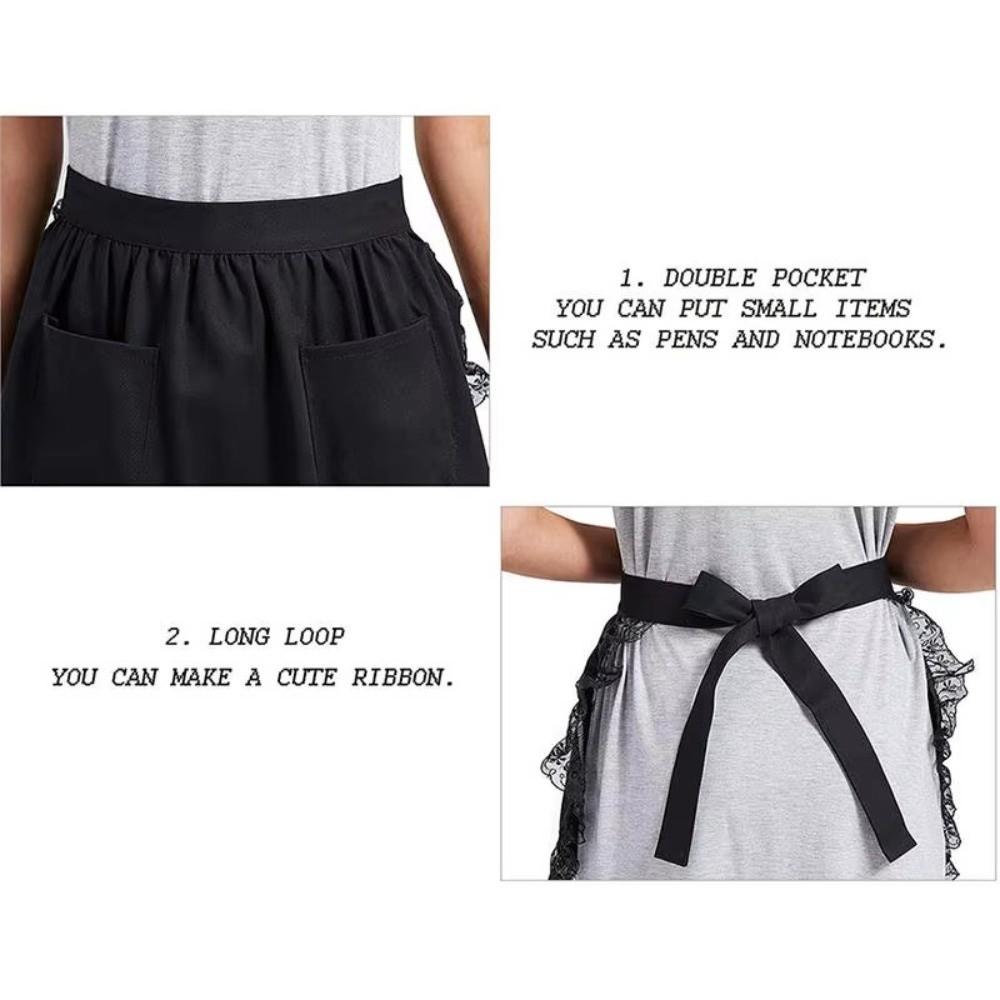 Винтажный полуфартук с двумя карманами Короткий фартук Сексуальный фартук в стиле Лолита для женщин