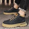 2024 Men's Shoes Autumn New Fashion British Retro Men Casual Hiking Workwear Shoes Trend Low Top Short Boots Leather Shoes