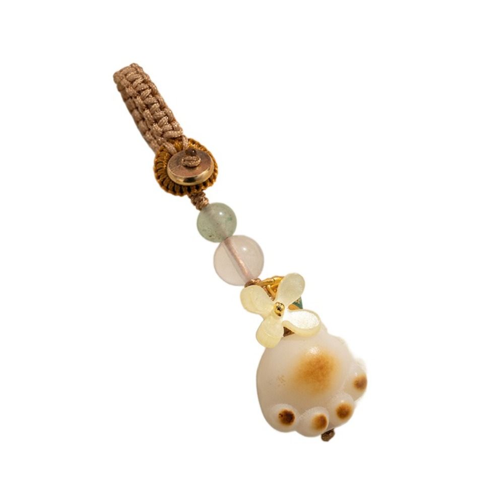 Chinese Style Lucky Bodhi Root Keychain Resin Cat's Paw Pendant Personality Car Key