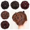 9 Flowers Faux Crystal Synthetic Bun Elastic Bridal Hair Extension Donut Chignon