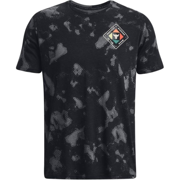 Under Armour SS23 Футболка с круглым вырезом со сплошным принтом Мужские топы Черные 1377928-001